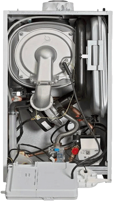 Inside of Baxi boiler showing expert installation