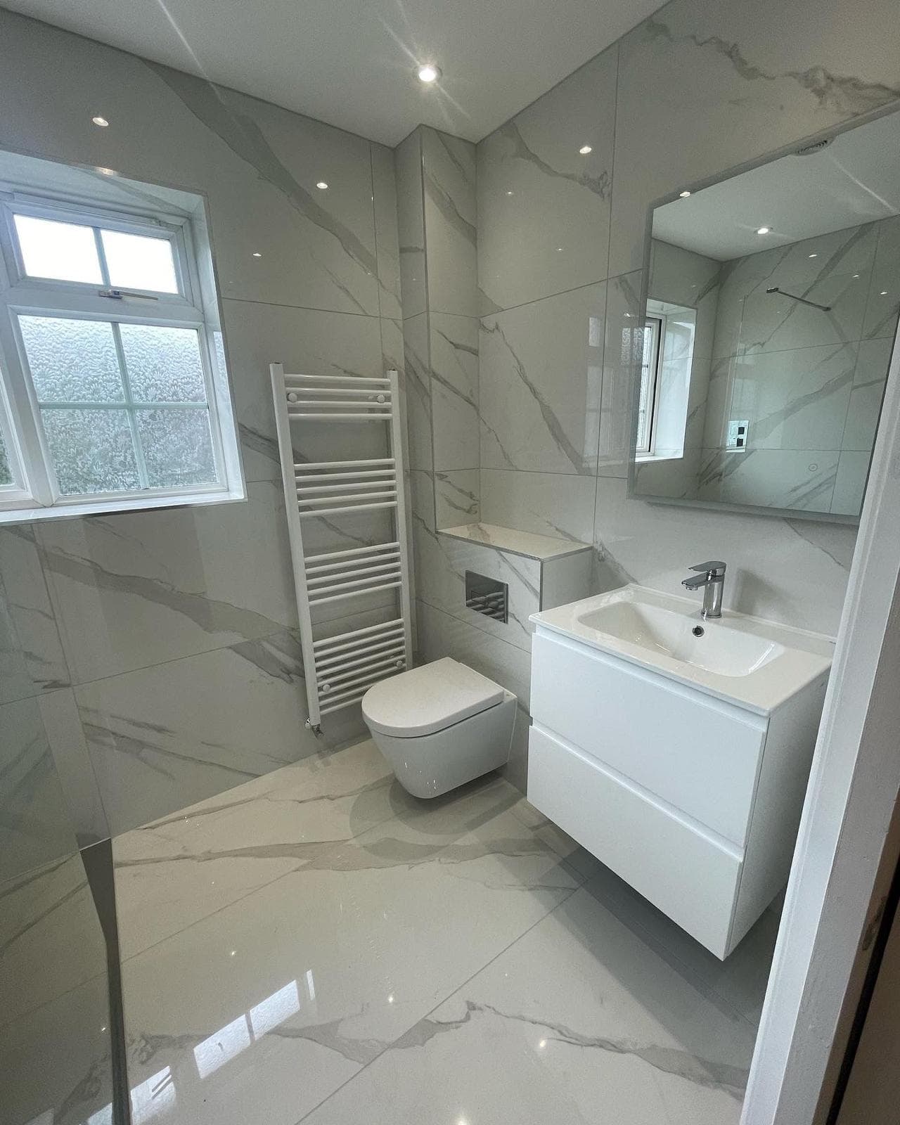 High-end bathroom installation with designer features